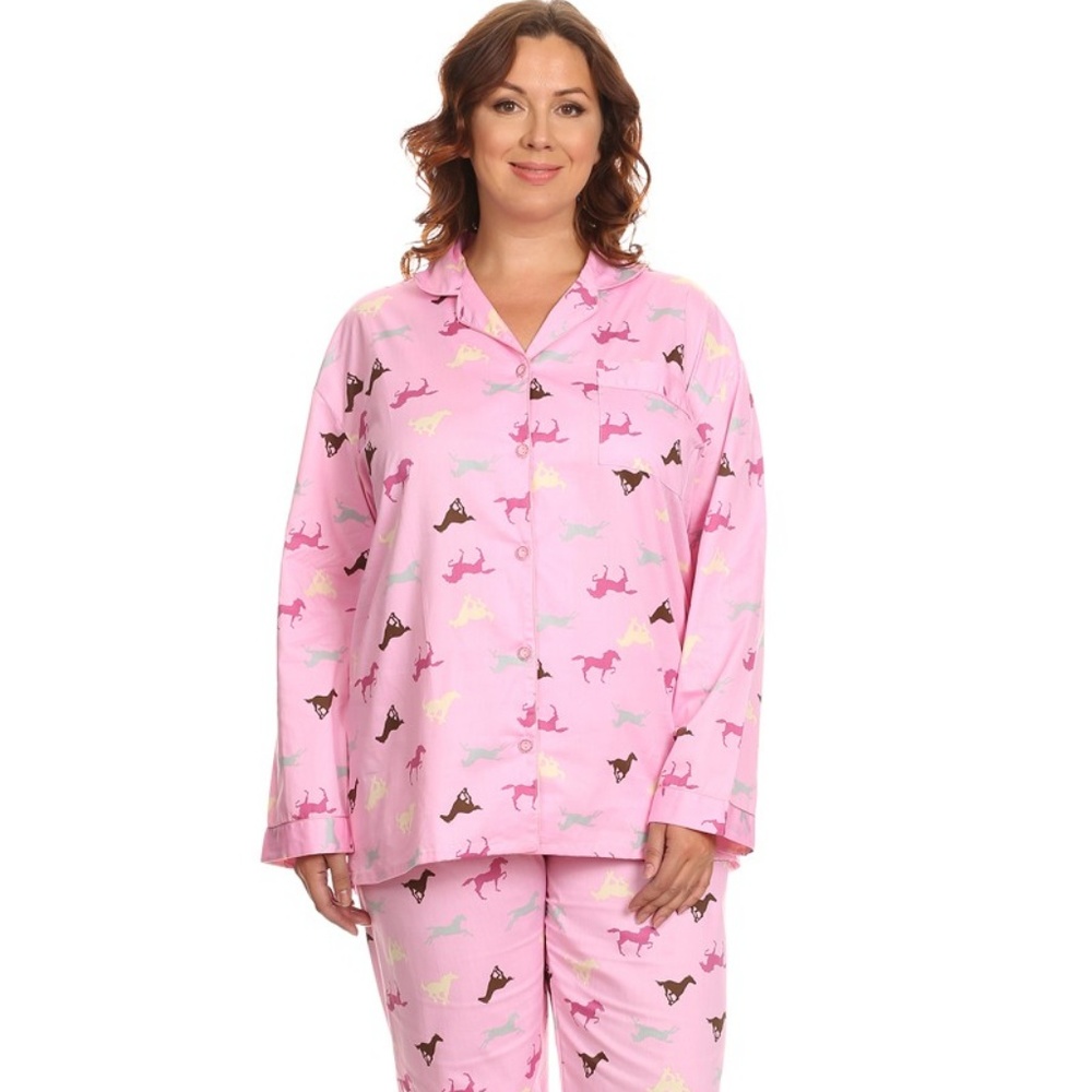 100% COTTON PAJAMAS IN PINK HORSES